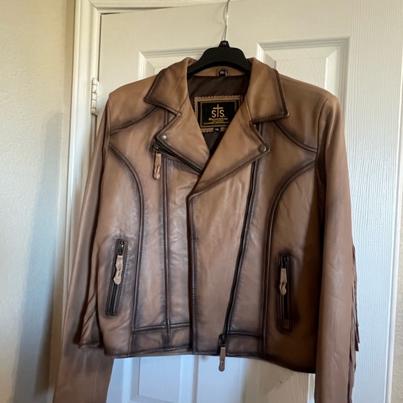 STS Ranch Wear Western Rodeo Leather jacket Fringe 2XL - 1X Plus Size Brown - Picture 5 of 16
